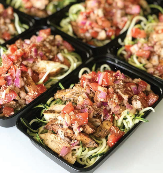 Chicken Bruschetta Zoodle Bowls