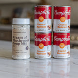 One can of clean monday meals cream of mushroom soup mix compared to four cans of Campbells cream of mushroom soup mix