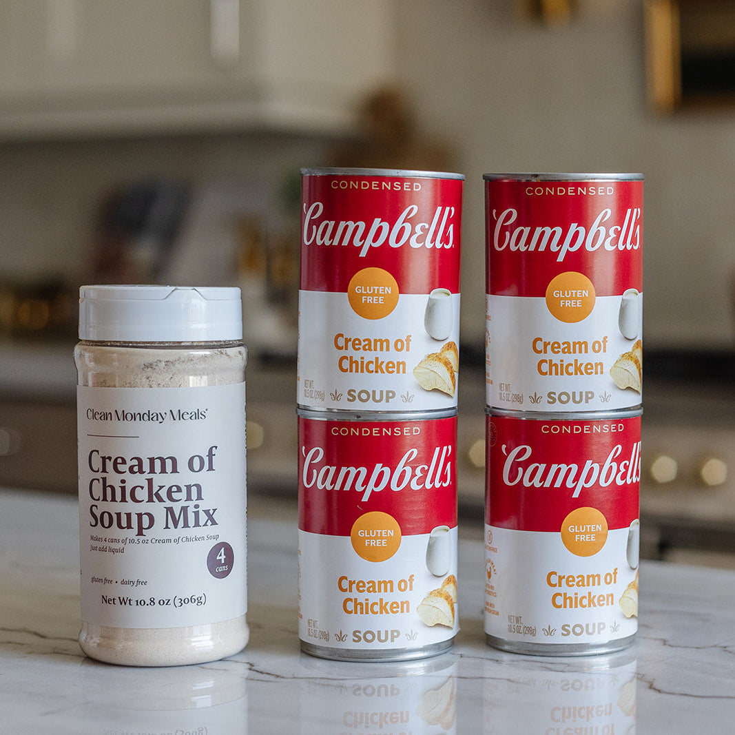 One can of clean monday meals cream of chicken soup mix compared to four cans of campbells cream of chicken