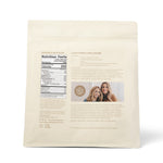Product packaging with nutrition facts and images of two women on a white background