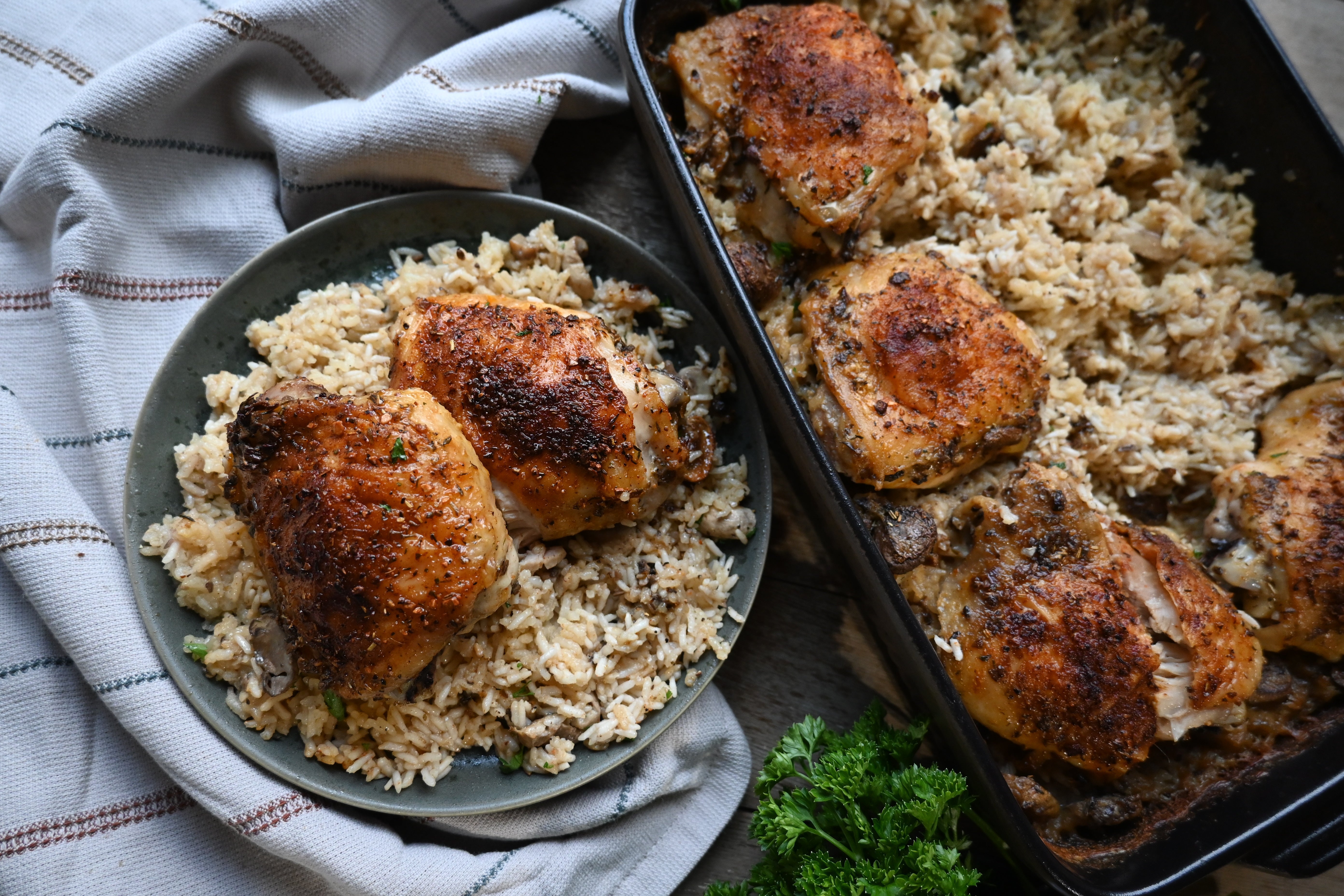 One-Pan Chicken and Rice with Cream of Mushroom Sauce