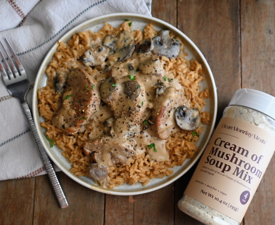 Pork Medallions Simmered in a Mushroom Cream Sauce