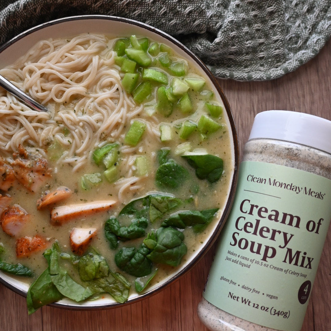 Creamy Celery Chicken & Ramen Broth Bowl