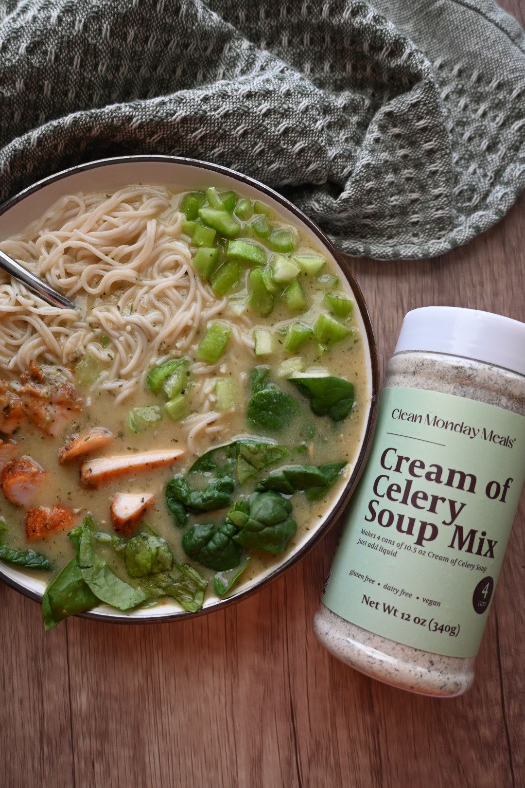 Creamy Celery Chicken & Ramen Broth Bowl