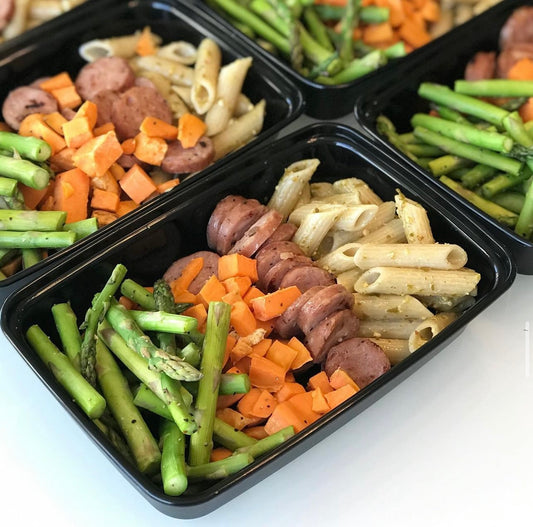 Roasted Veggie & Chicken Sausage Penne Bowls