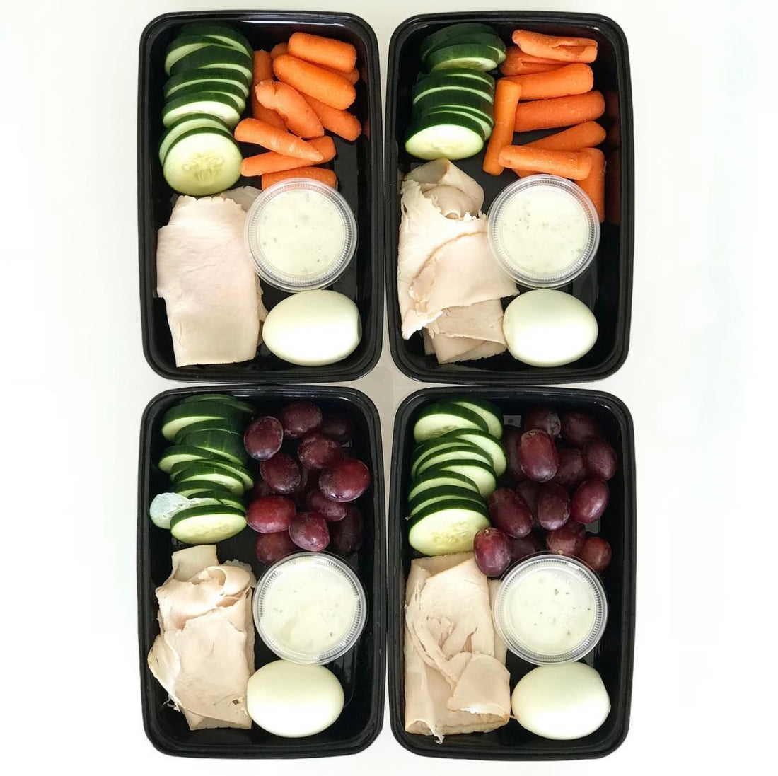 Snack box with hard-boiled egg and turkey