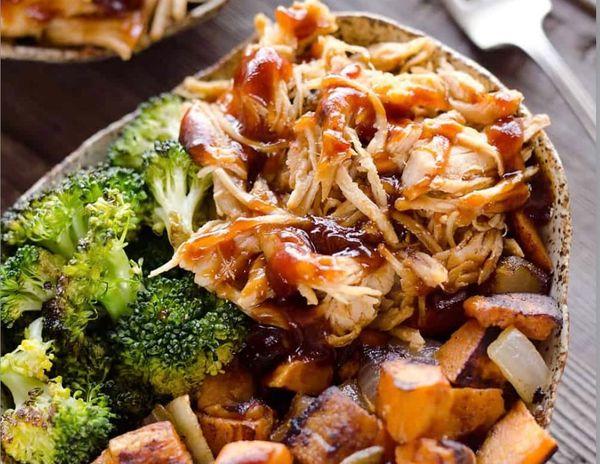 BBQ Chicken & Roasted Veggie Bowls