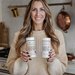 Janae Cox holding a jar of cream of chicken soup mix and cream of mushroom soup mix 